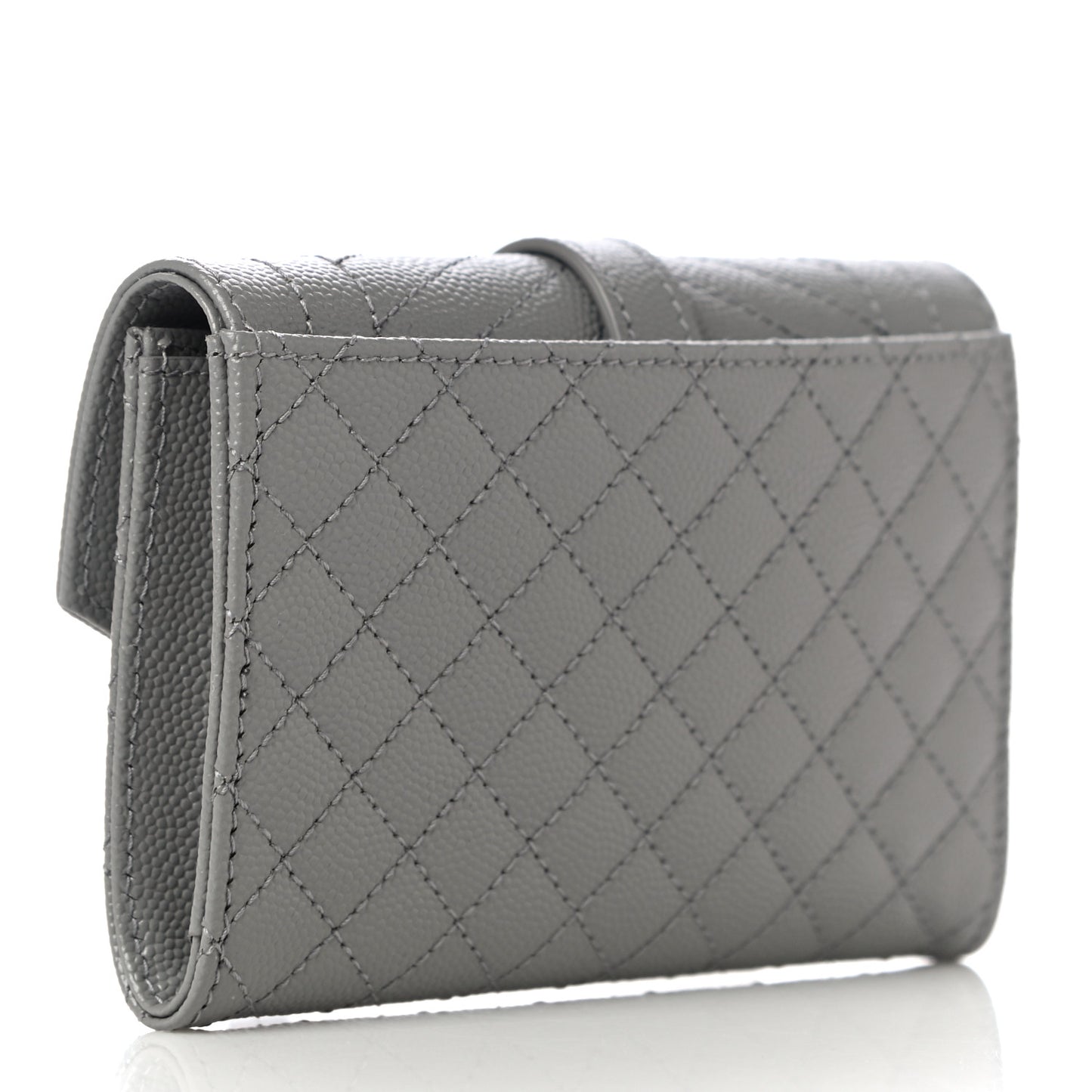 Grain De Poudre Textured Mixed Matelasse Triquilt Small Monogram Envelope Wallet New Stone