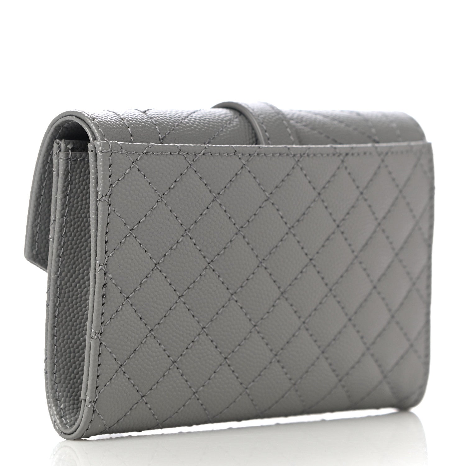 Saint Laurent Grain De Poudre Textured Mixed Matelasse Triquilt Small Monogram Envelope Wallet New Stone 3 of 10