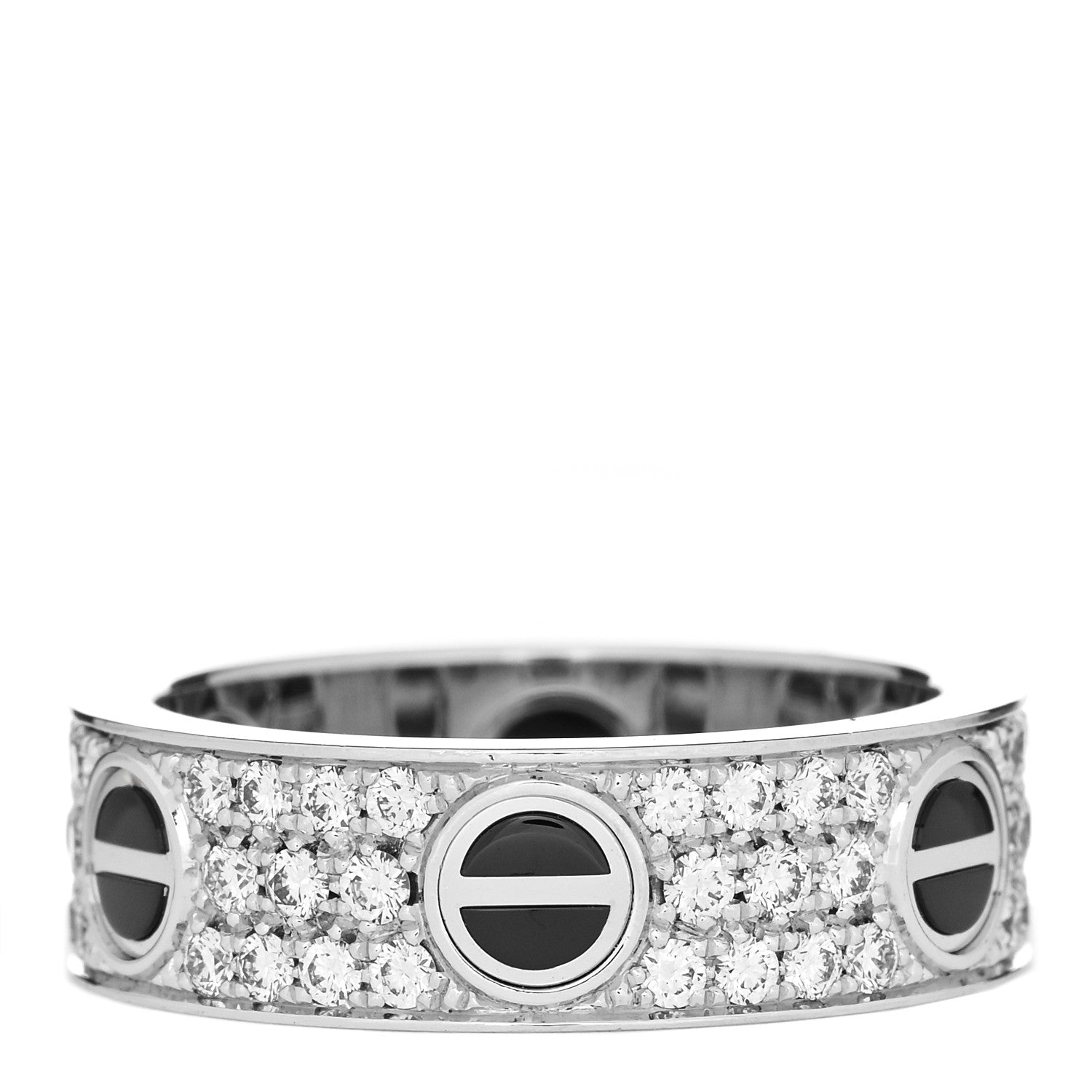 Cartier 18K White Gold Diamond Ceramic LOVE Paved Ring 56 7.5 3 of 4
