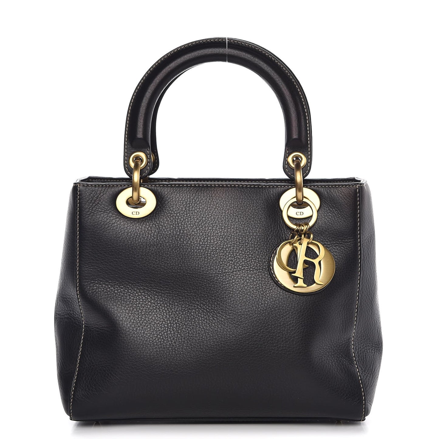 Grained Calfskin Medium Lady Dior Black