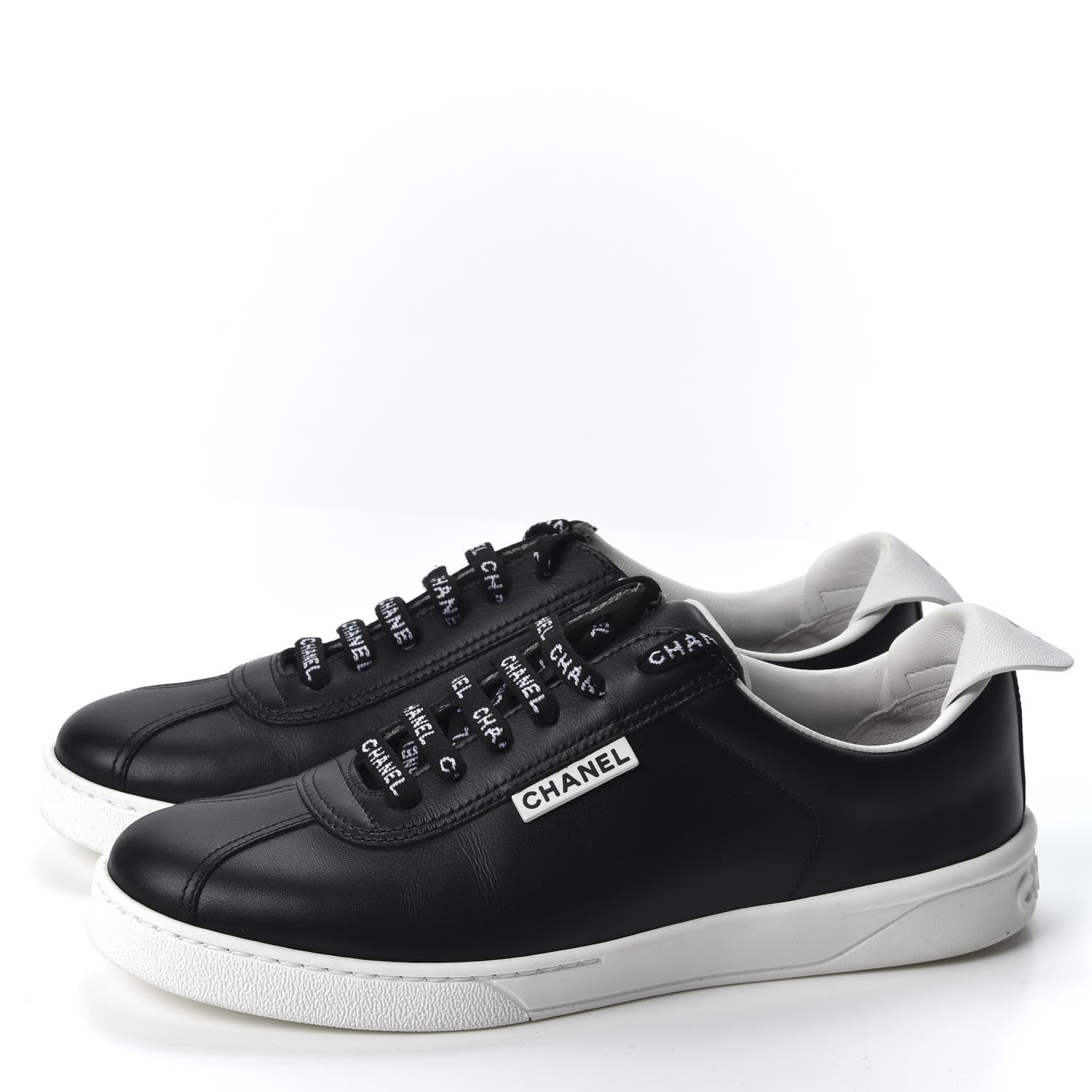 Chanel Calfskin CC Womens Sneakers 37.5 Black 3 of 9