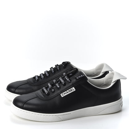 Chanel Calfskin CC Womens Sneakers 37.5 Black 3 of 9