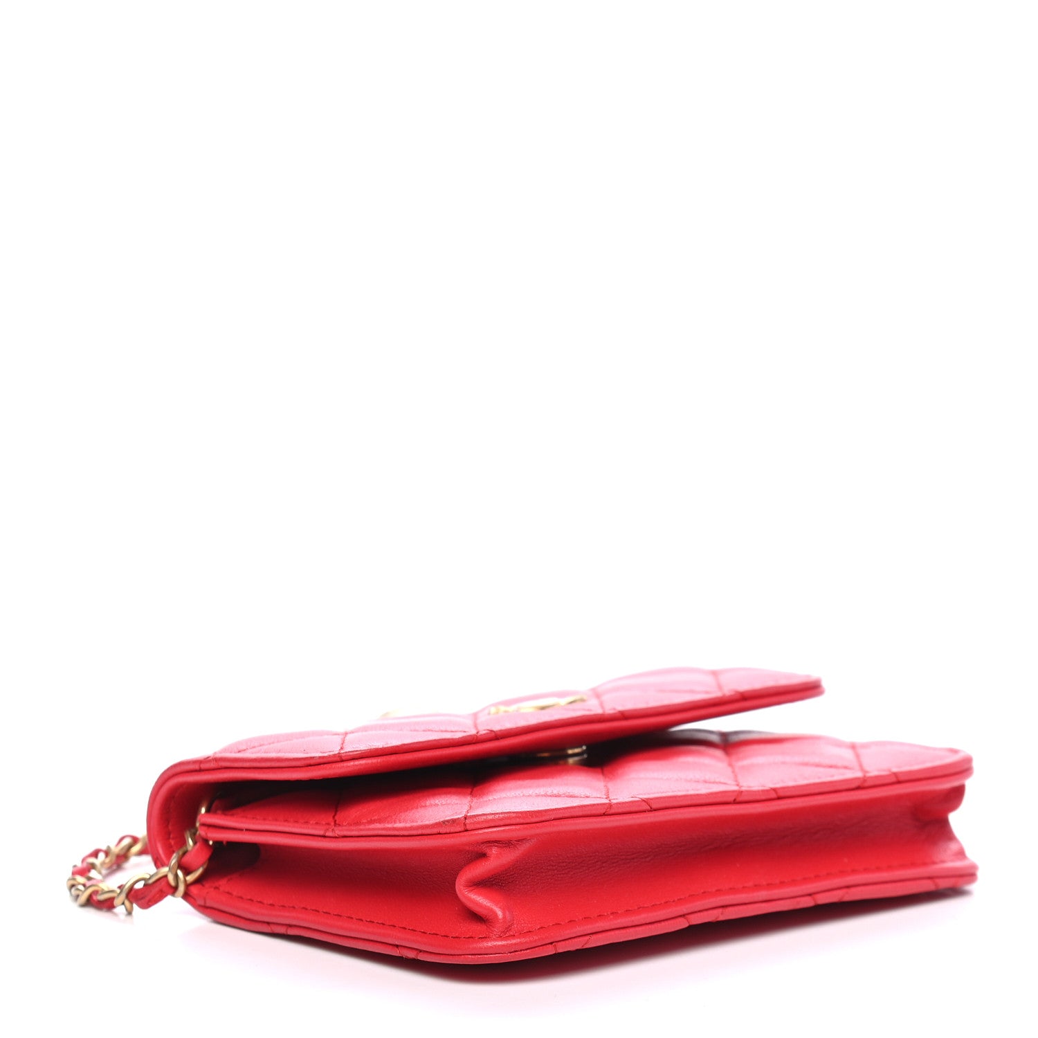 Chanel Lambskin Quilted Pearl Crush Clutch With Chain Red 4 of 10