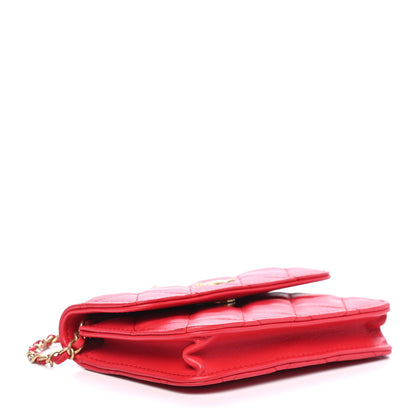 Chanel Lambskin Quilted Pearl Crush Clutch With Chain Red 4 of 10