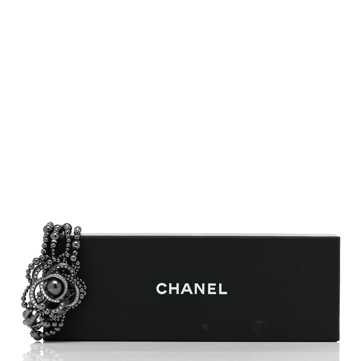 Chanel Ruthenium Crystal Bead Camellia Bracelet Pearly Grey 5 of 5