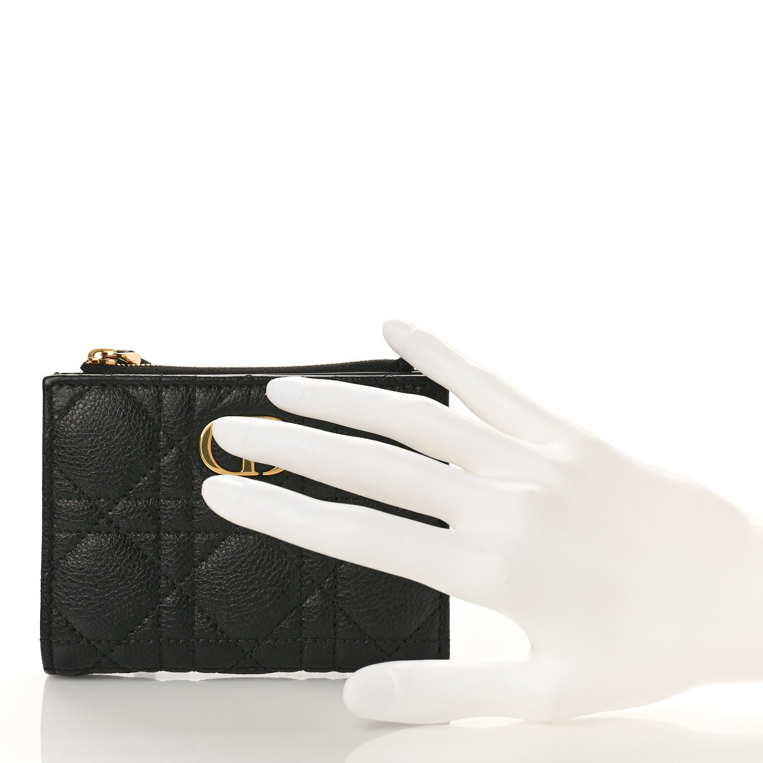 Christian Dior Grained Calfskin Supple Cannage Caro Dahlia Wallet Black 2 of 8