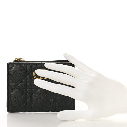 Christian Dior Grained Calfskin Supple Cannage Caro Dahlia Wallet Black 2 of 8