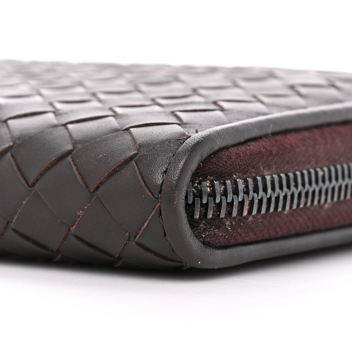 Nappa Intrecciato Zip Around Wallet Aubergine