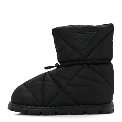 Prada Re-Nylon Piuma Triangle Logo Padded Drawcord 20mm Snow Boots 36.5 Black 1 of 8