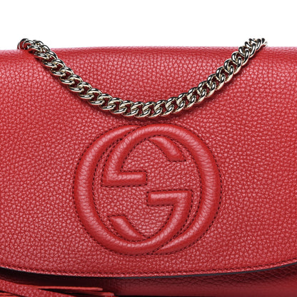 Gucci Pebbled Calfskin Medium Soho Flap Crossbody Vibrant Red 10 of 10