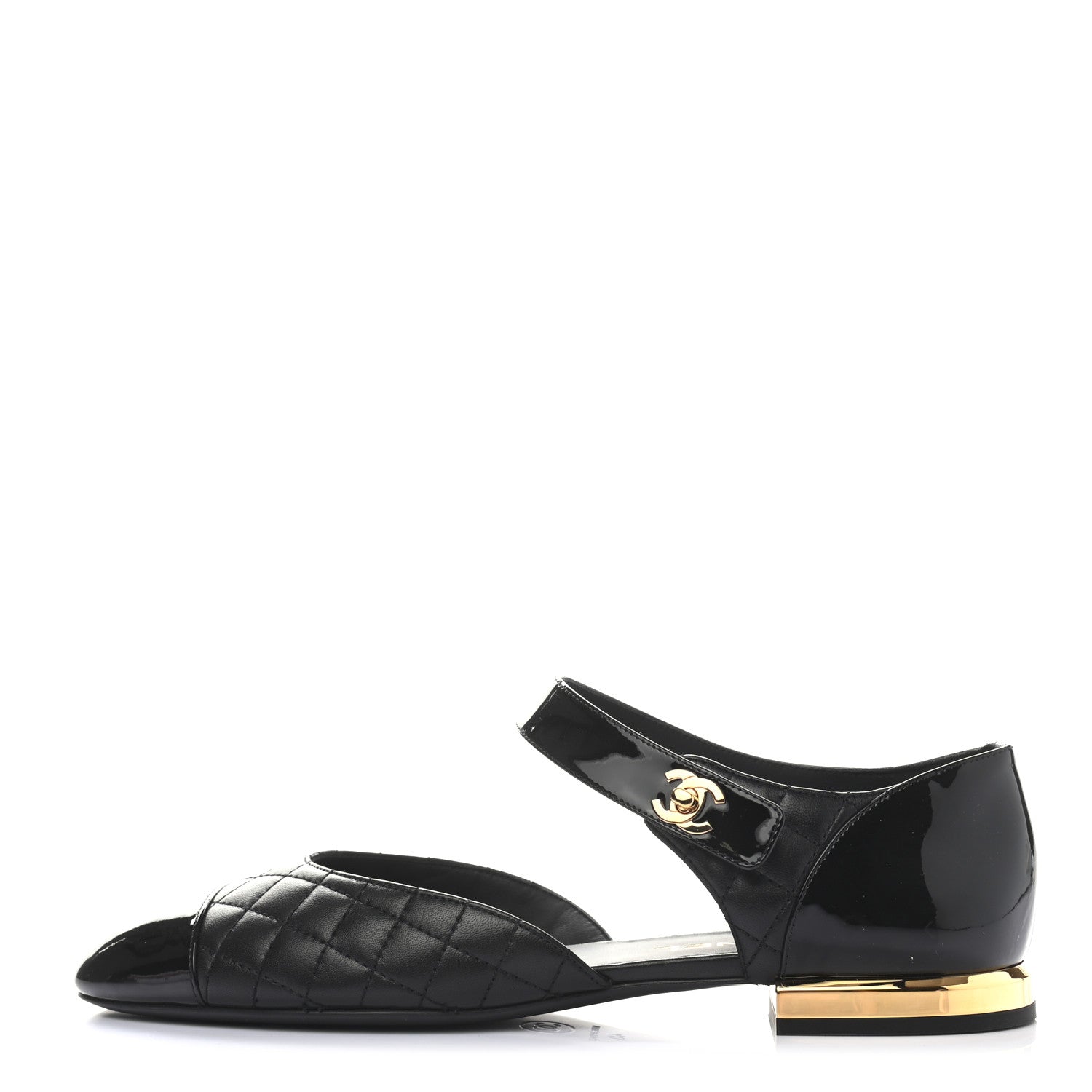 Chanel Patent Lambskin Quilted Cap Toe Ballerina Flats 40 Black 1 of 8