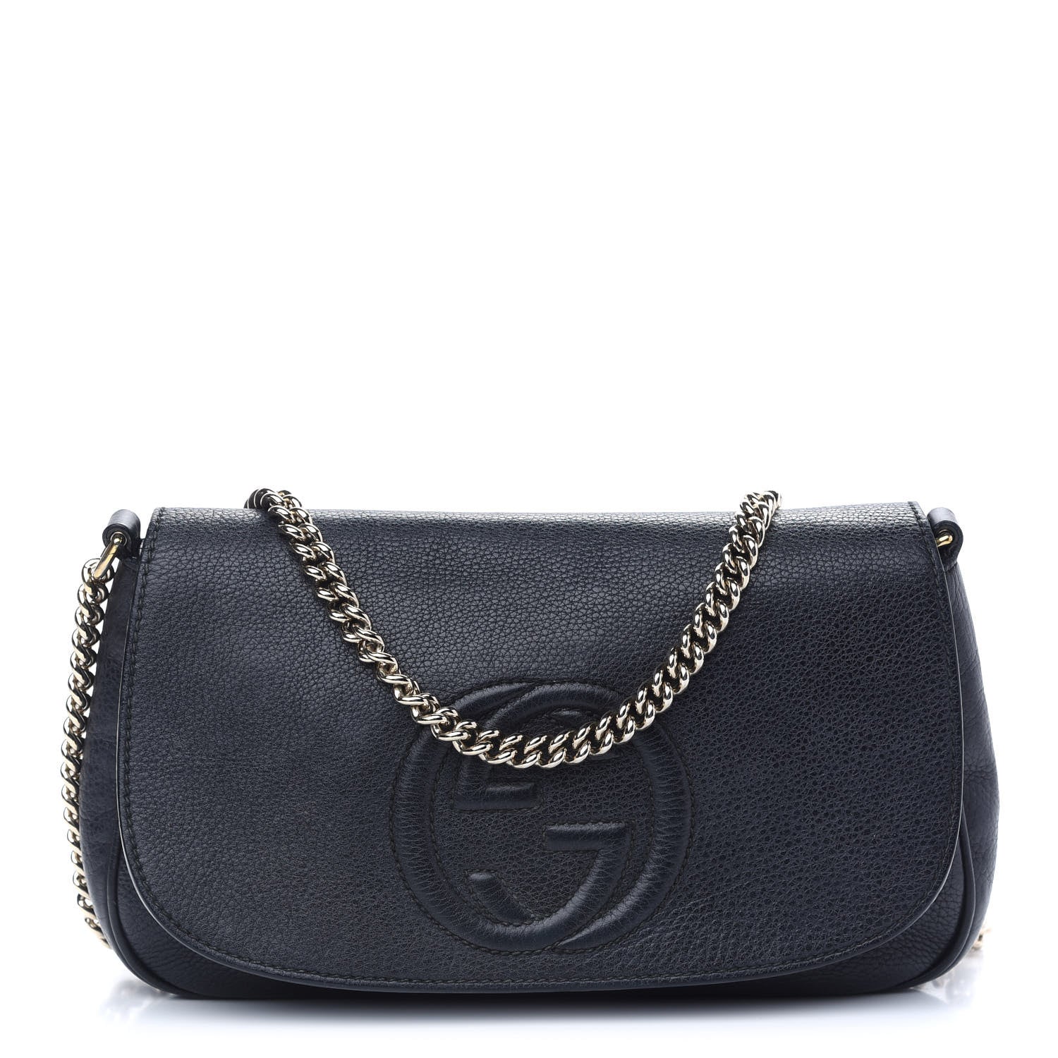 Gucci Pebbled Calfskin Medium Soho Flap Crossbody Black 1 of 8