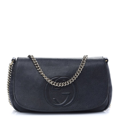 Gucci Pebbled Calfskin Medium Soho Flap Crossbody Black 1 of 8