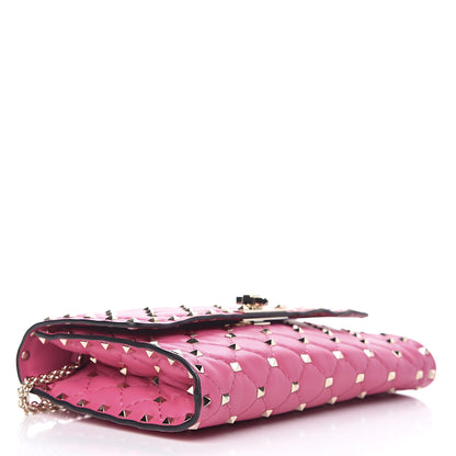 Valentino Garavani Nappa Rockstud Spike Wallet On Chain Pink Orchid 4 of 9