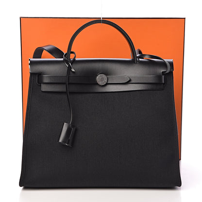 Hermes Military Toile Vache Hunter Herbag Zip PM 31 Black 13 of 13