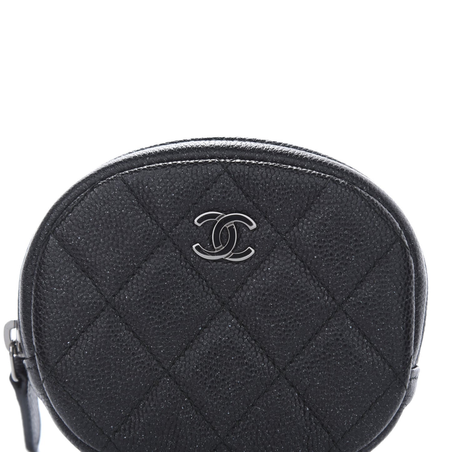 Iridescent Caviar Quilted Zip Around Classic Coin Purse Black