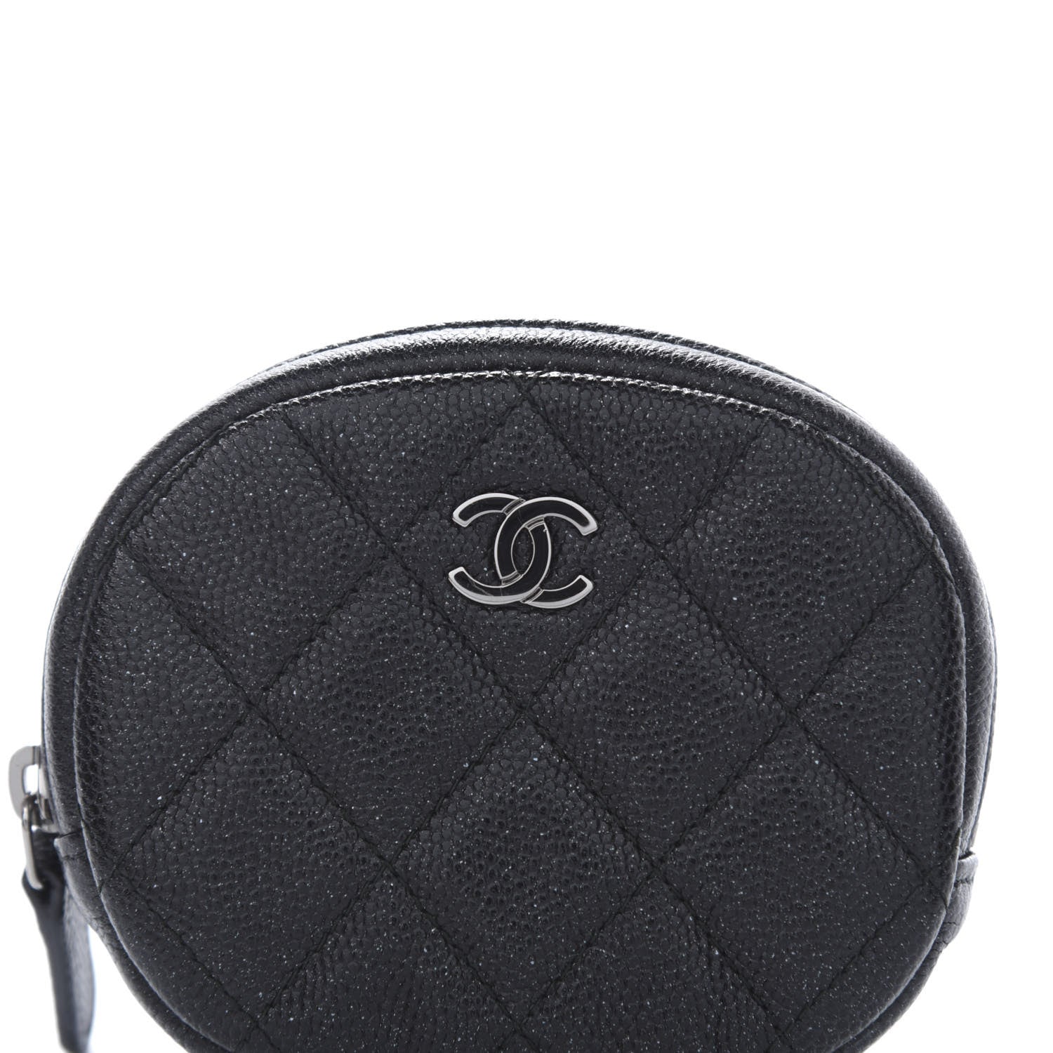 Chanel Iridescent Caviar Quilted Zip Around Classic Coin Purse Black 10 of 11