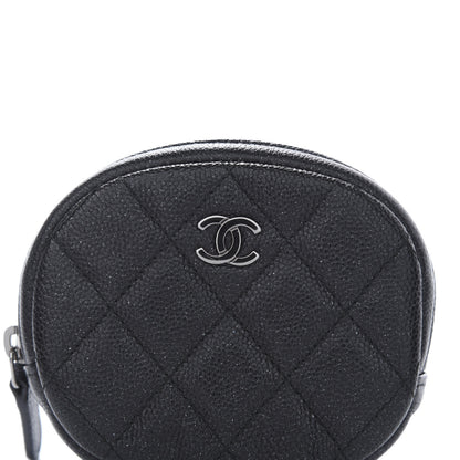 Chanel Iridescent Caviar Quilted Zip Around Classic Coin Purse Black 10 of 11