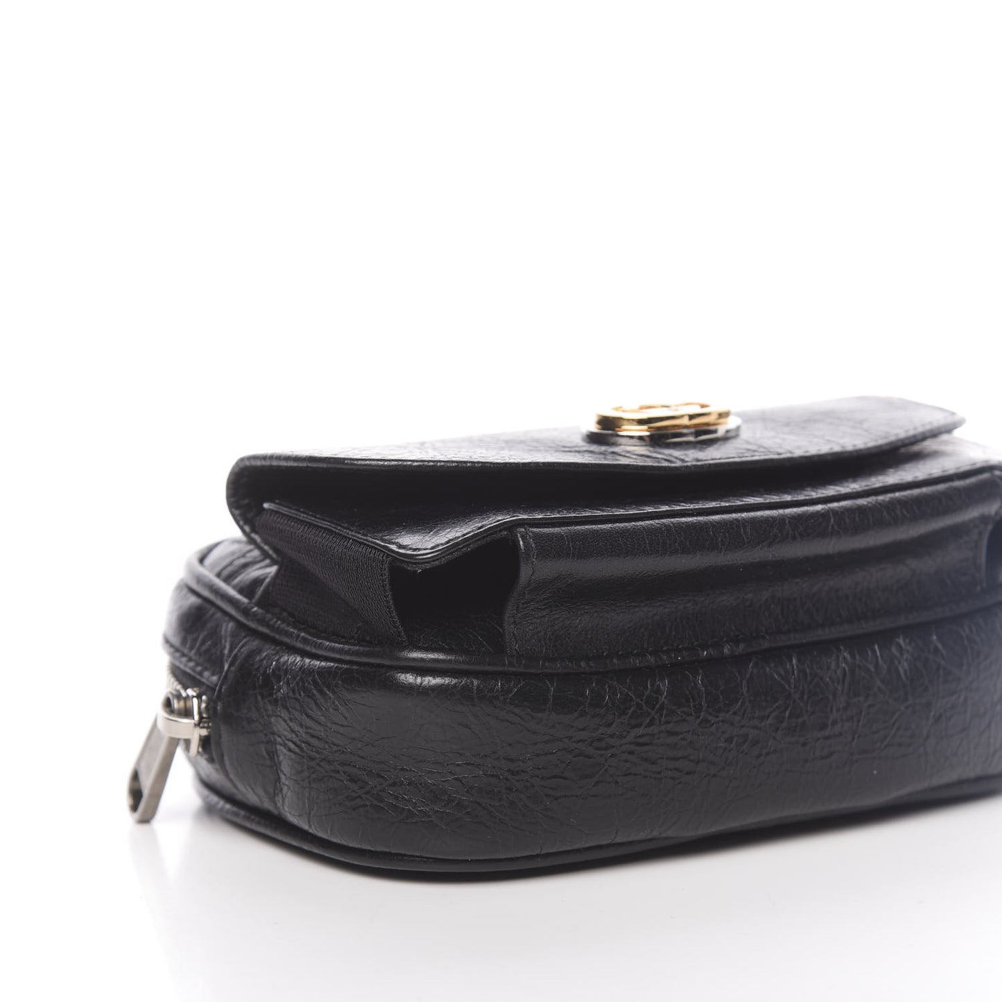 Fluffy Calfskin Mini Morpheus Belt Bag Black