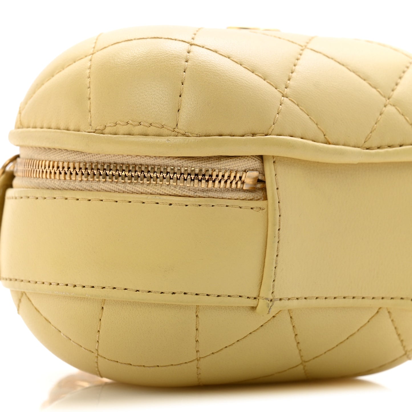 Lambskin Quilted CC Bubble Vanity Case With Chain Light Yellow