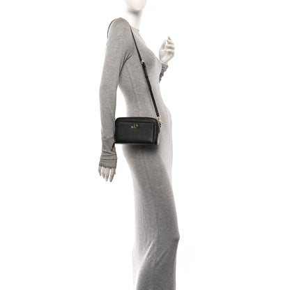 Christian Dior Grained Calfskin Caro Double Pouch Black 2 of 11