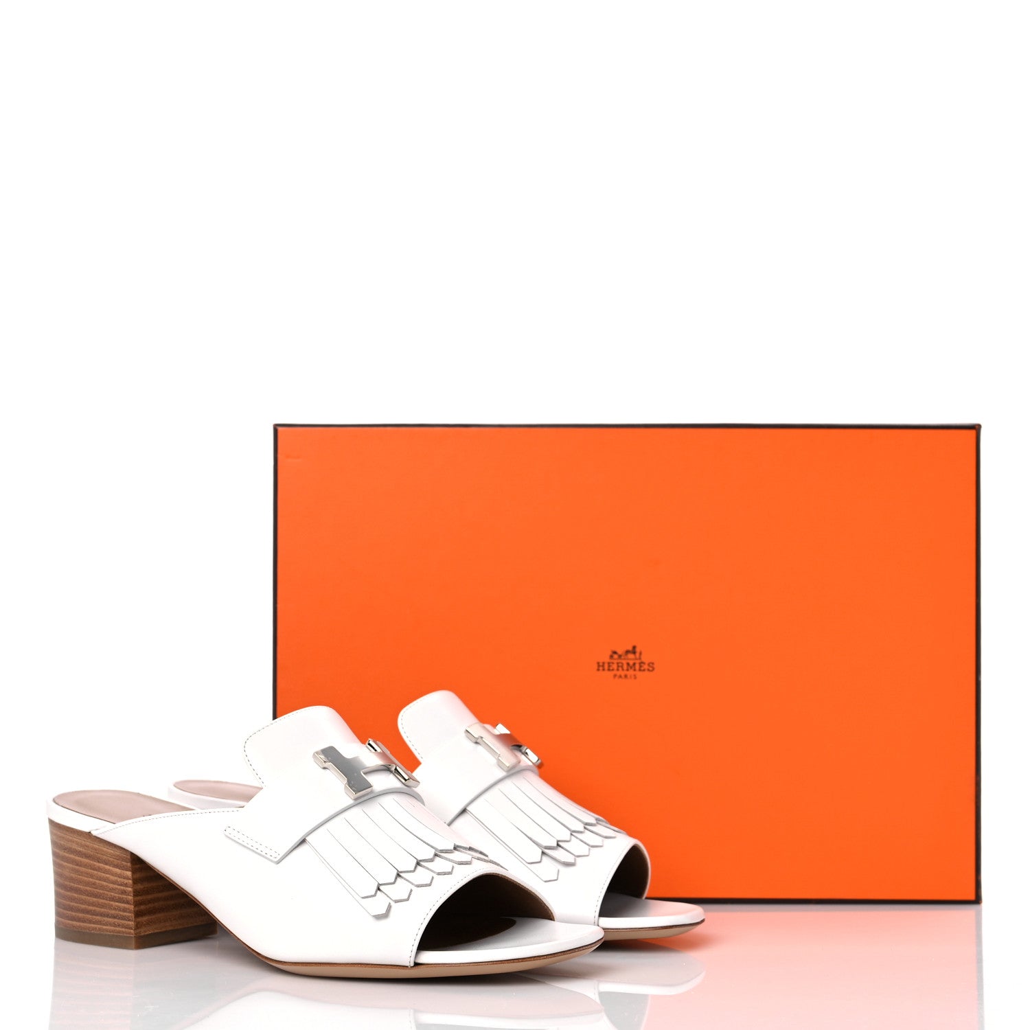 Hermes Calfskin Alma Mules 37.5 White 9 of 9