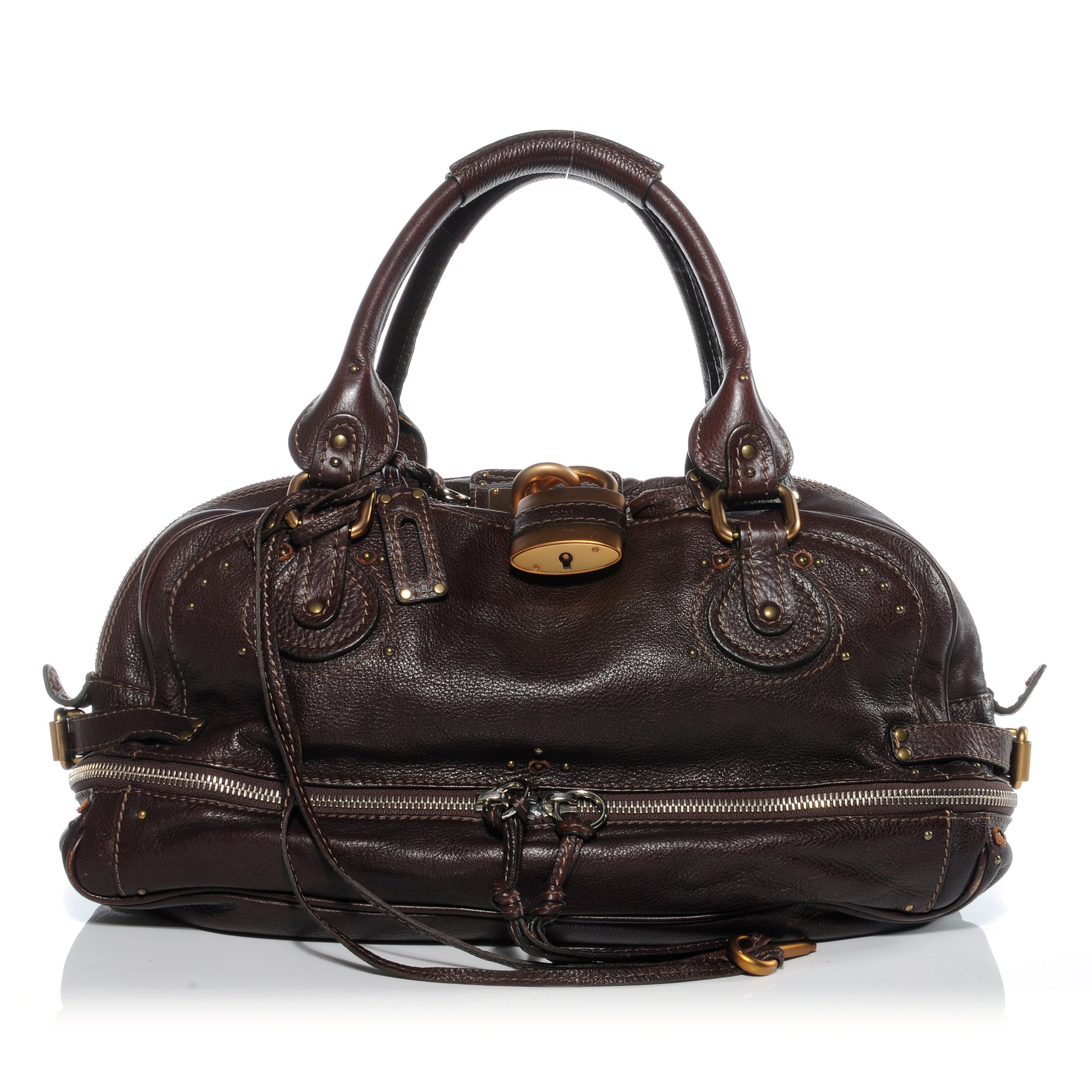 Chloe Leather Paddington Double Zipped Bowler Brown 1 of 8