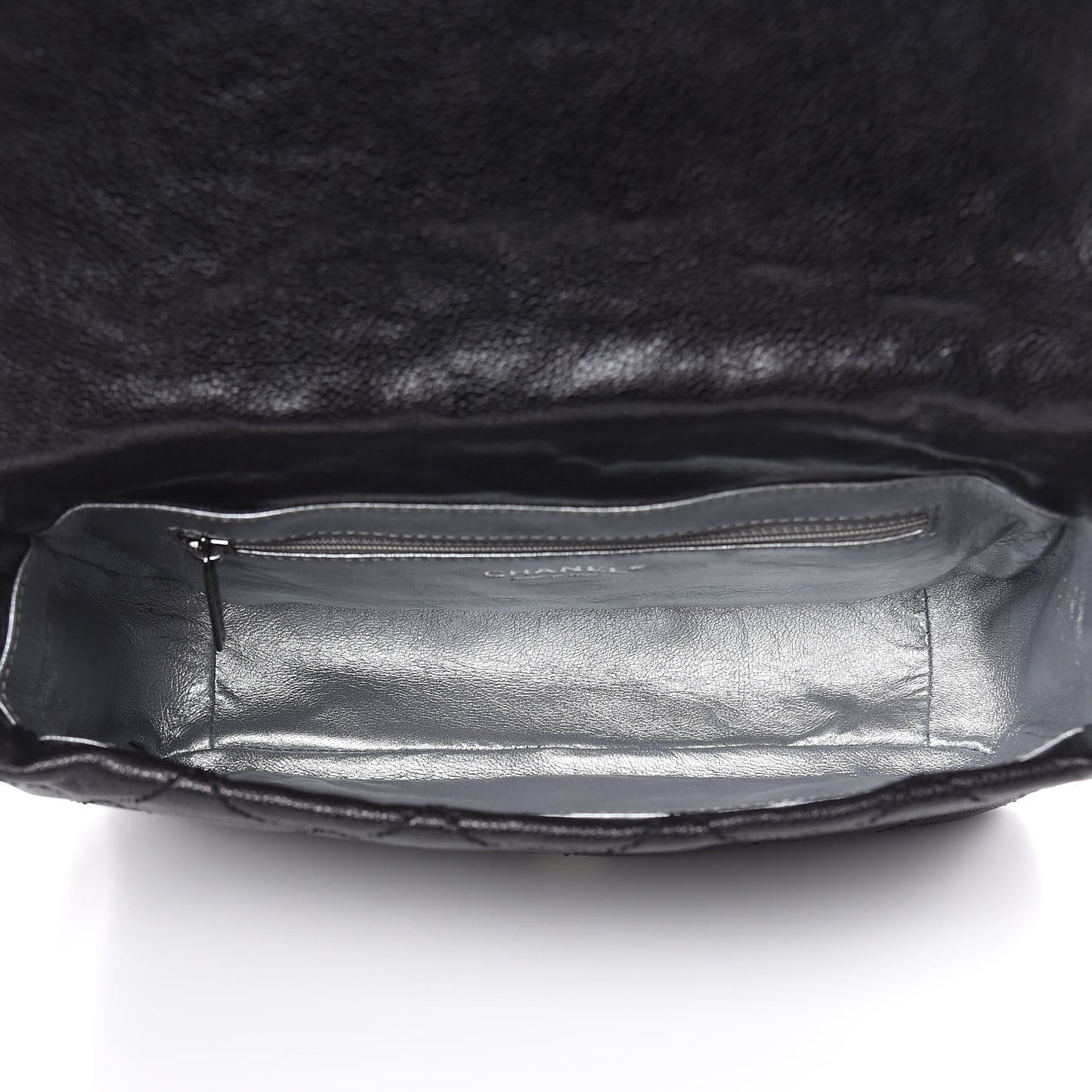 Glazed Caviar Quilted Modern Chain Flap Black