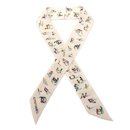 Chanel Silk CC Slim Bandeau Scarf Ecru Multicolor 1 of 3