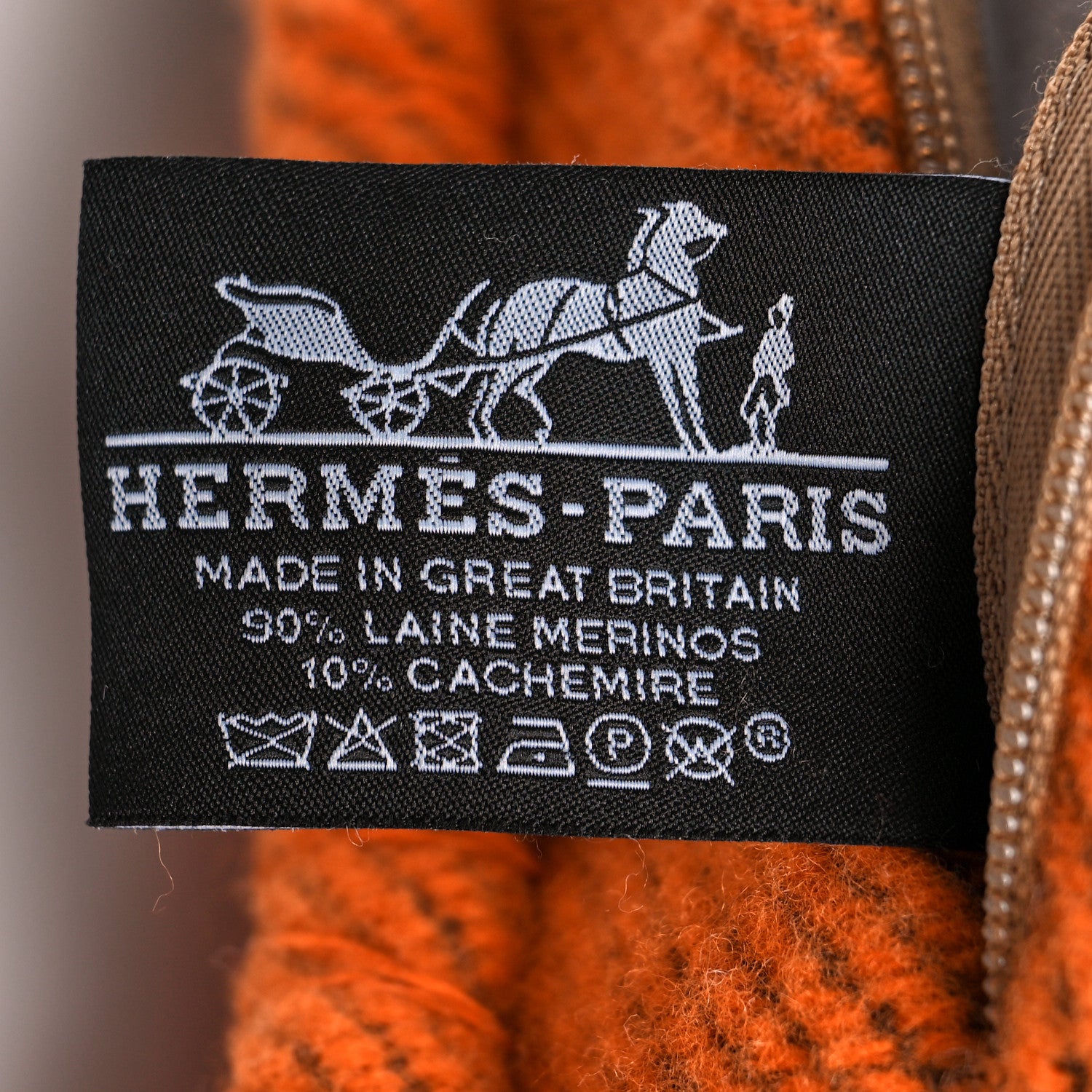 Hermes Wool Cashmere Avalon Pillow PM Ecru Potiron 3 of 3