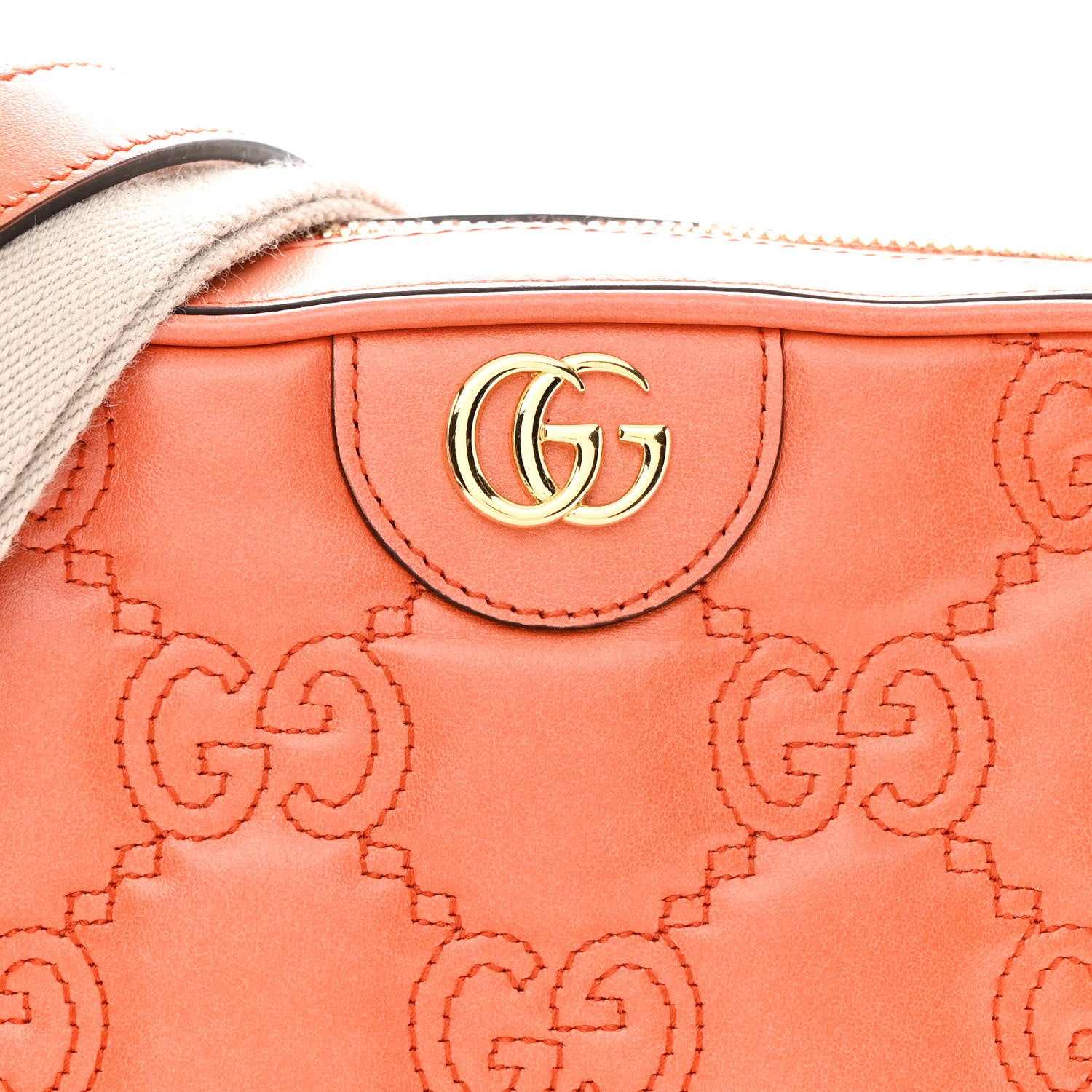 Gucci Calfskin GG Matelasse Shoulder Bag Spring Orange Natural 8 of 10