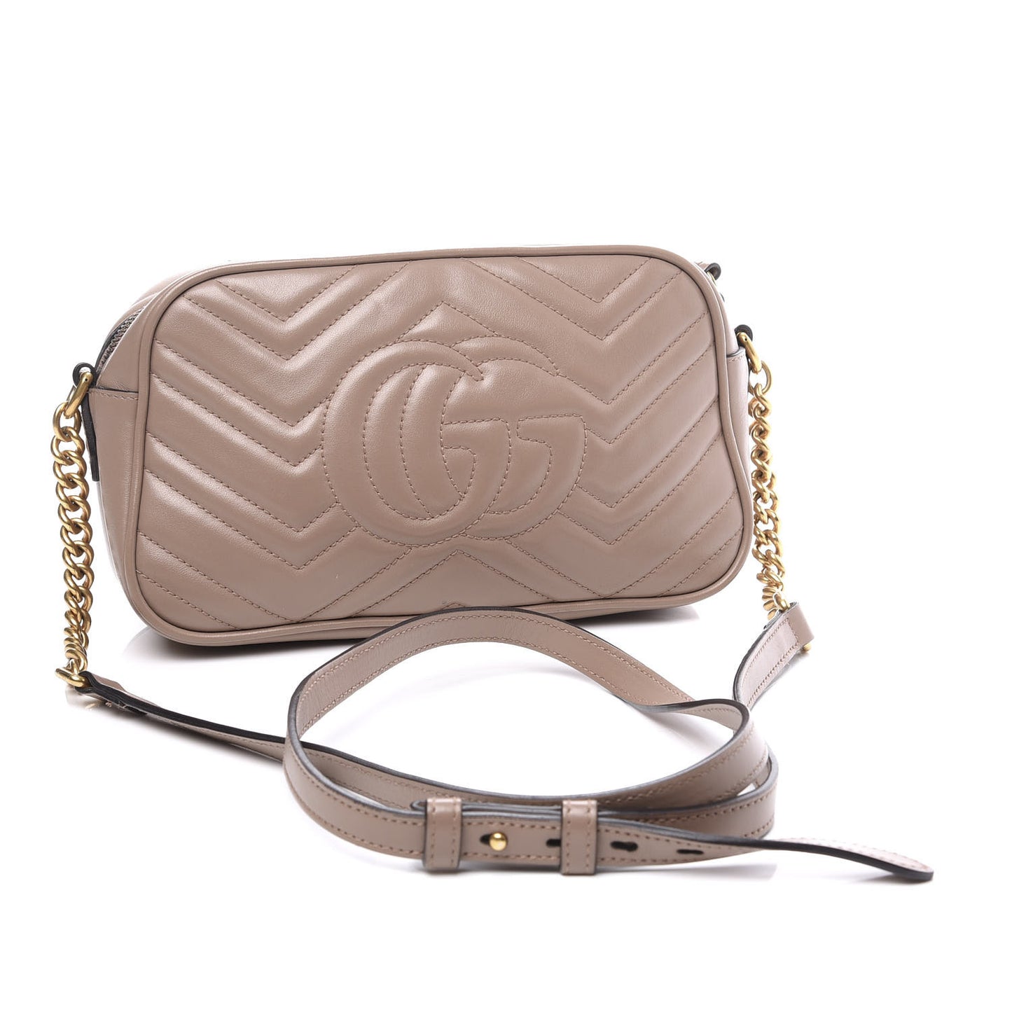 Calfskin Matelasse Small GG Marmont Chain Shoulder Bag Porcelain Rose