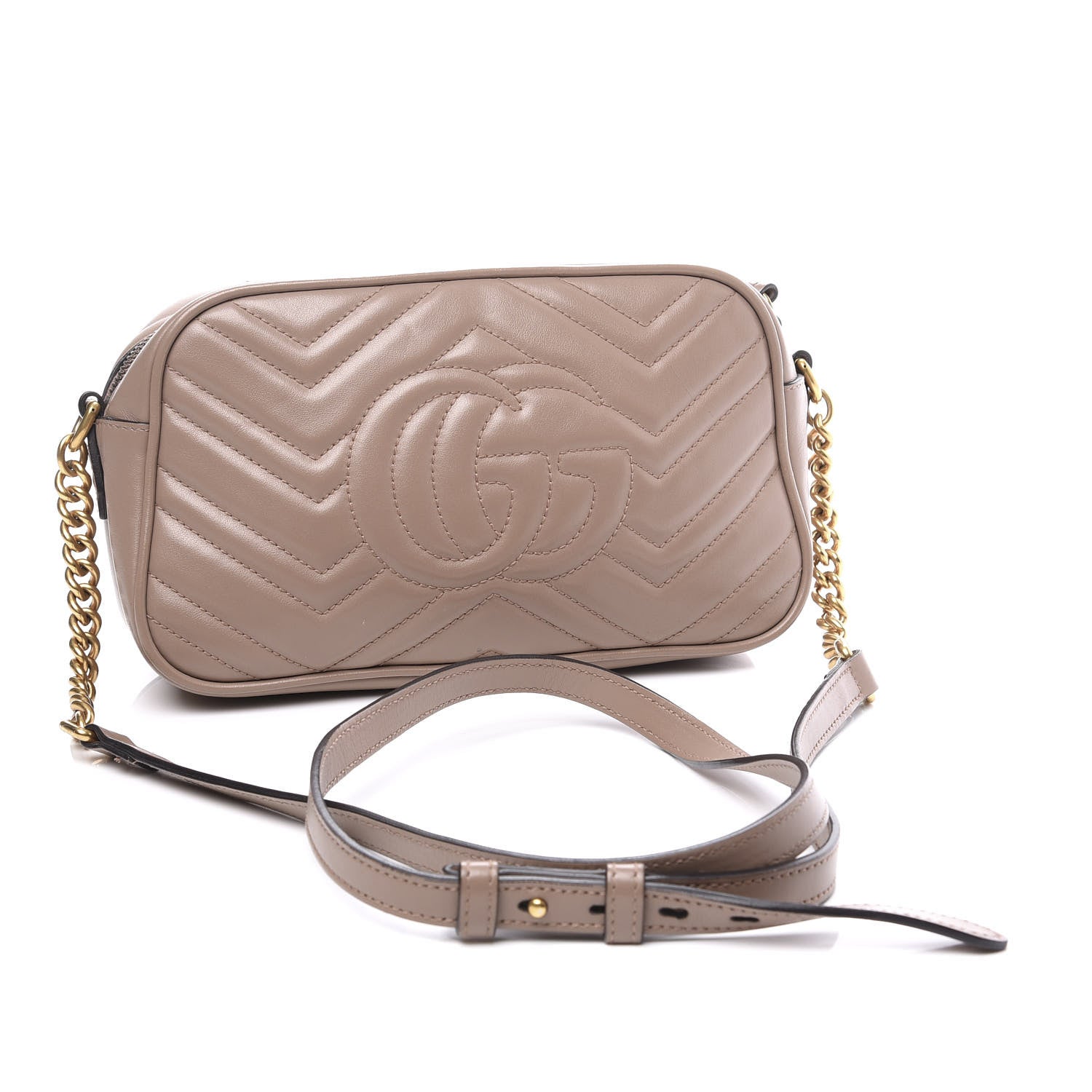 Gucci Calfskin Matelasse Small GG Marmont Chain Shoulder Bag Porcelain Rose 2 of 14