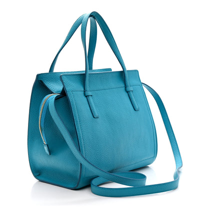 Salvatore Ferragamo Hammered Calfskin Double Handle Small Amy Tote Turquoise 3 of 18