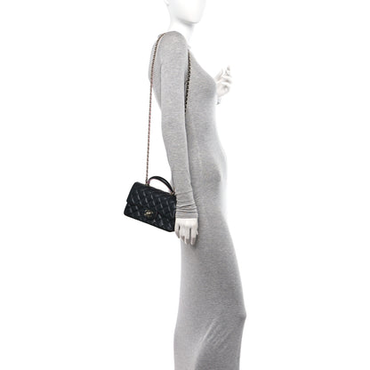 Chanel Lambskin Quilted Bi-Color Mini Top Handle Rectangular Flap Black Lilac 2 of 11