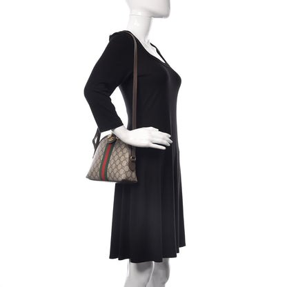 Gucci GG Supreme Monogram Textured Dollar Calfskin Web Small Ophidia Dome Shoulder Bag Beige Ebony New Acero 2 of 11