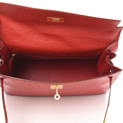 Hermes Ostrich Kelly Sellier 32 Rouge Vif 5 of 12
