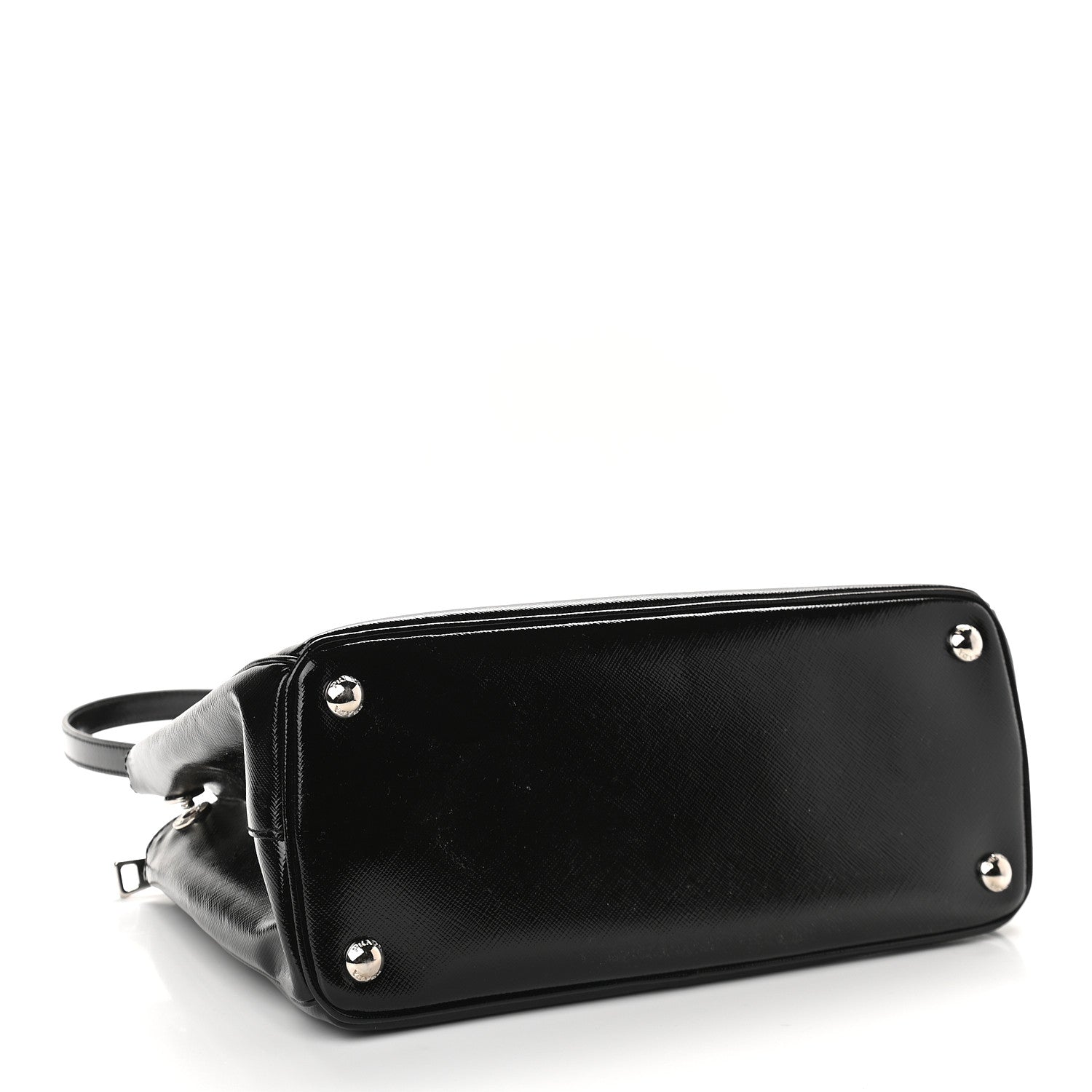 Prada Saffiano Vernice Mini Galleria Double Zip Tote Black 4 of 10