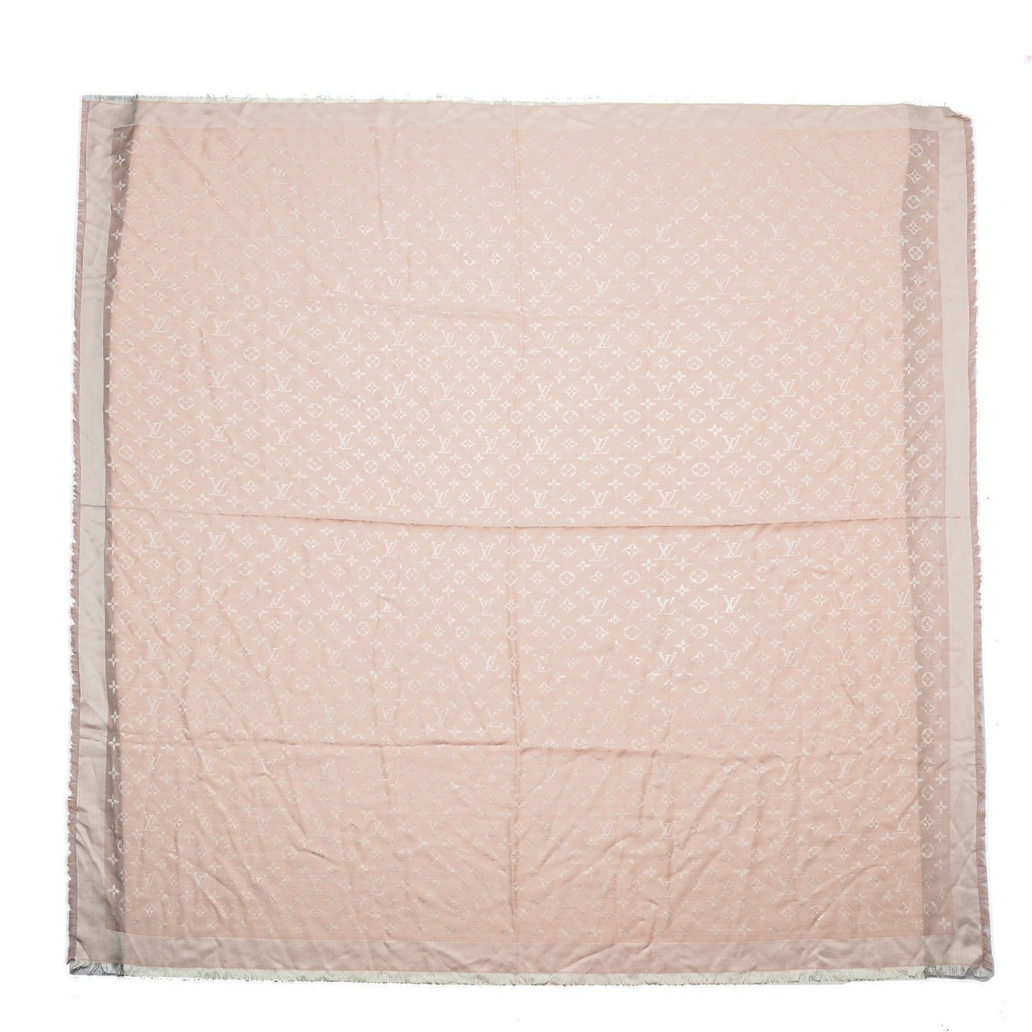 Silk Wool Monogram Denim Shawl Rose