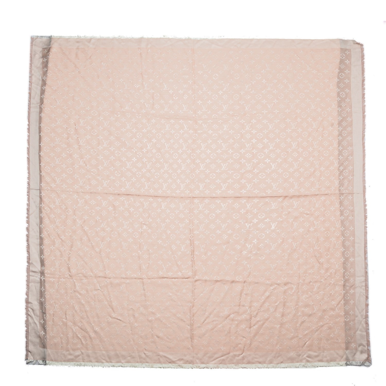 Louis Vuitton Silk Wool Monogram Denim Shawl Rose 1 of 5