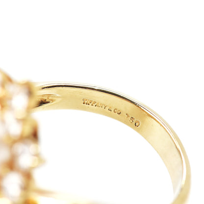 Tiffany 18K Yellow Gold Diamond Double Pearl Cocktail Ring 53 6.5 5 of 5