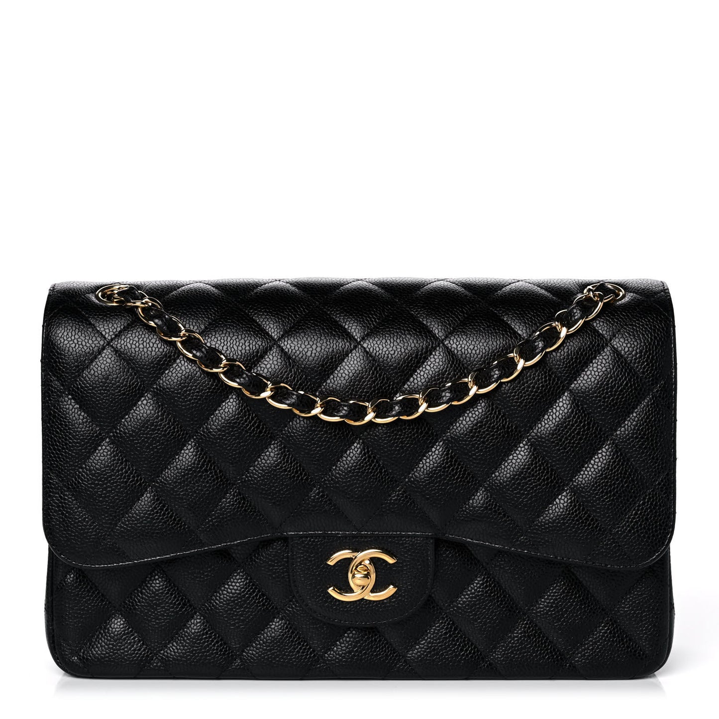 Caviar Quilted Jumbo Double Flap Black