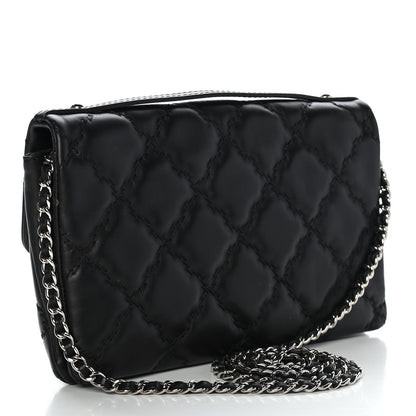 Chanel Calfskin Quilted Double Stitch Hamptons Clutch with Chain Black 2 of 8