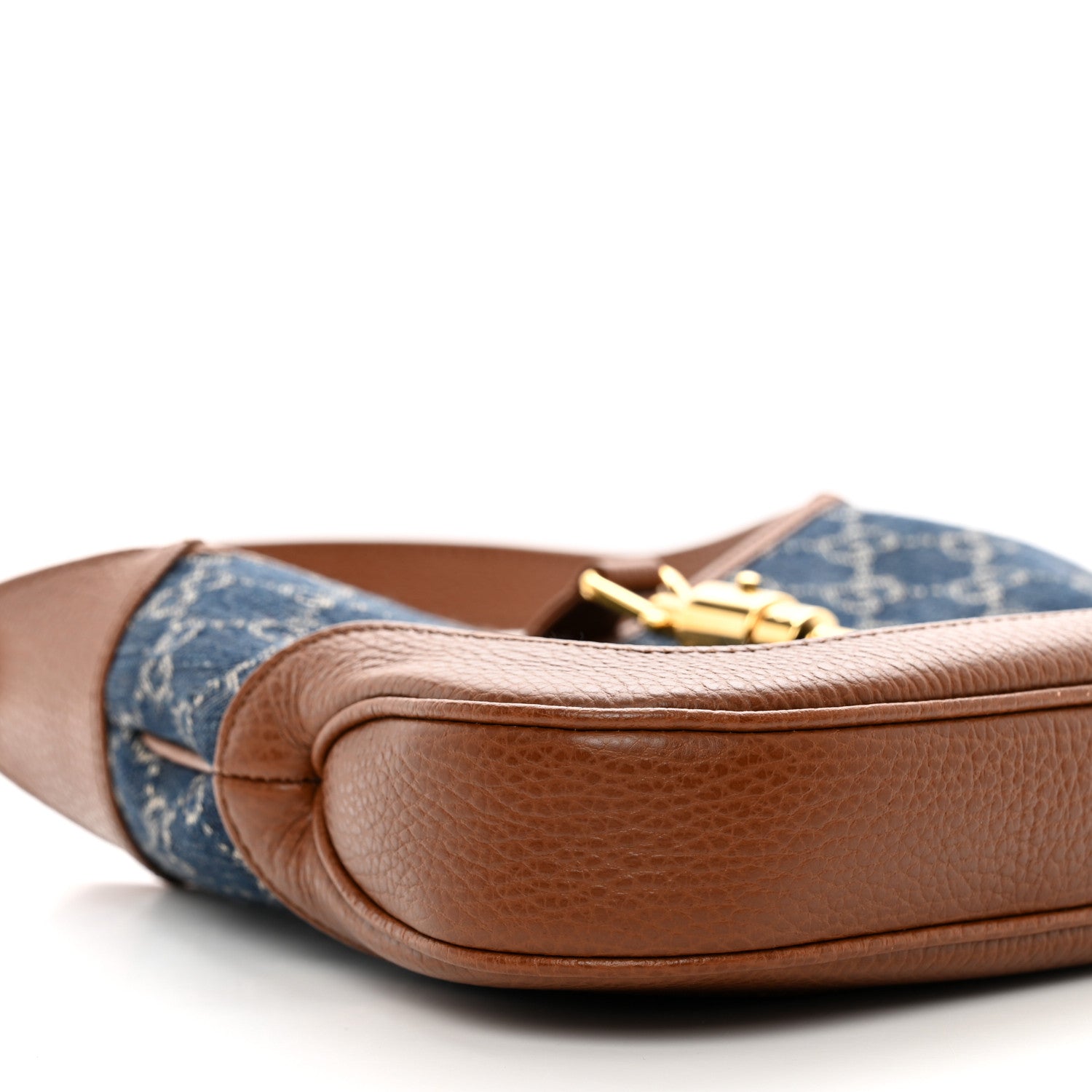 Gucci New Denim GG Monogram Calfskin Small Jackie 1961 Hobo Blue Tea Cuir 7 of 8