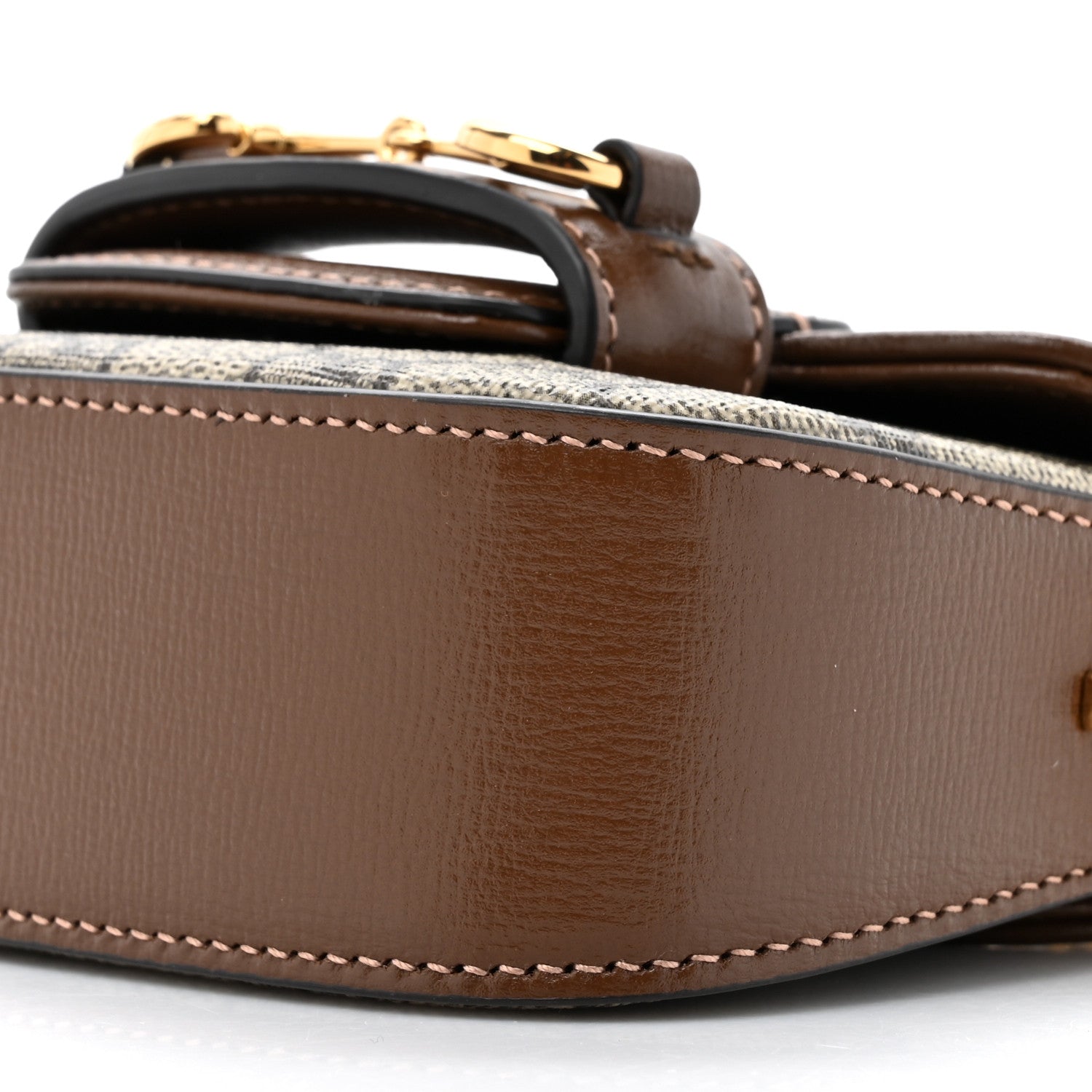 Gucci GG Supreme Monogram Azalea Calfskin Web Horsebit 1955 Wallet On Strap Beige Ebony Brown Sugar 9 of 11