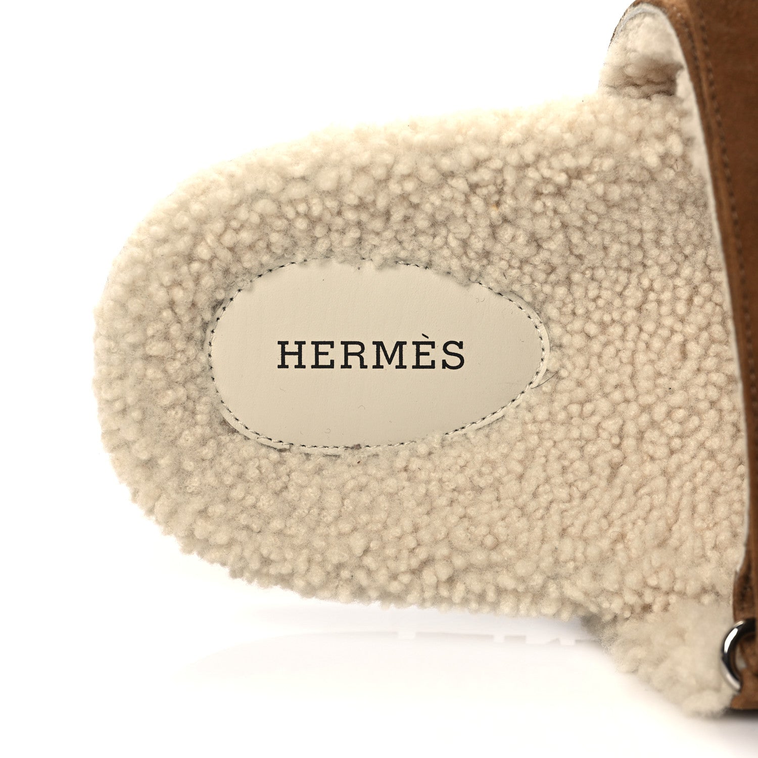 Hermes Suede Goatskin Woolskin Mens Chypre Sandals 44 Brun Fume Ecru 8 of 9