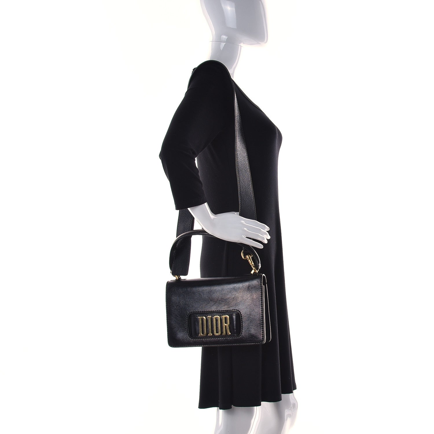 Christian Dior Crinkled Patent Lambskin Dio(r)evolution Top Handle Flap Bag Black 3 of 17