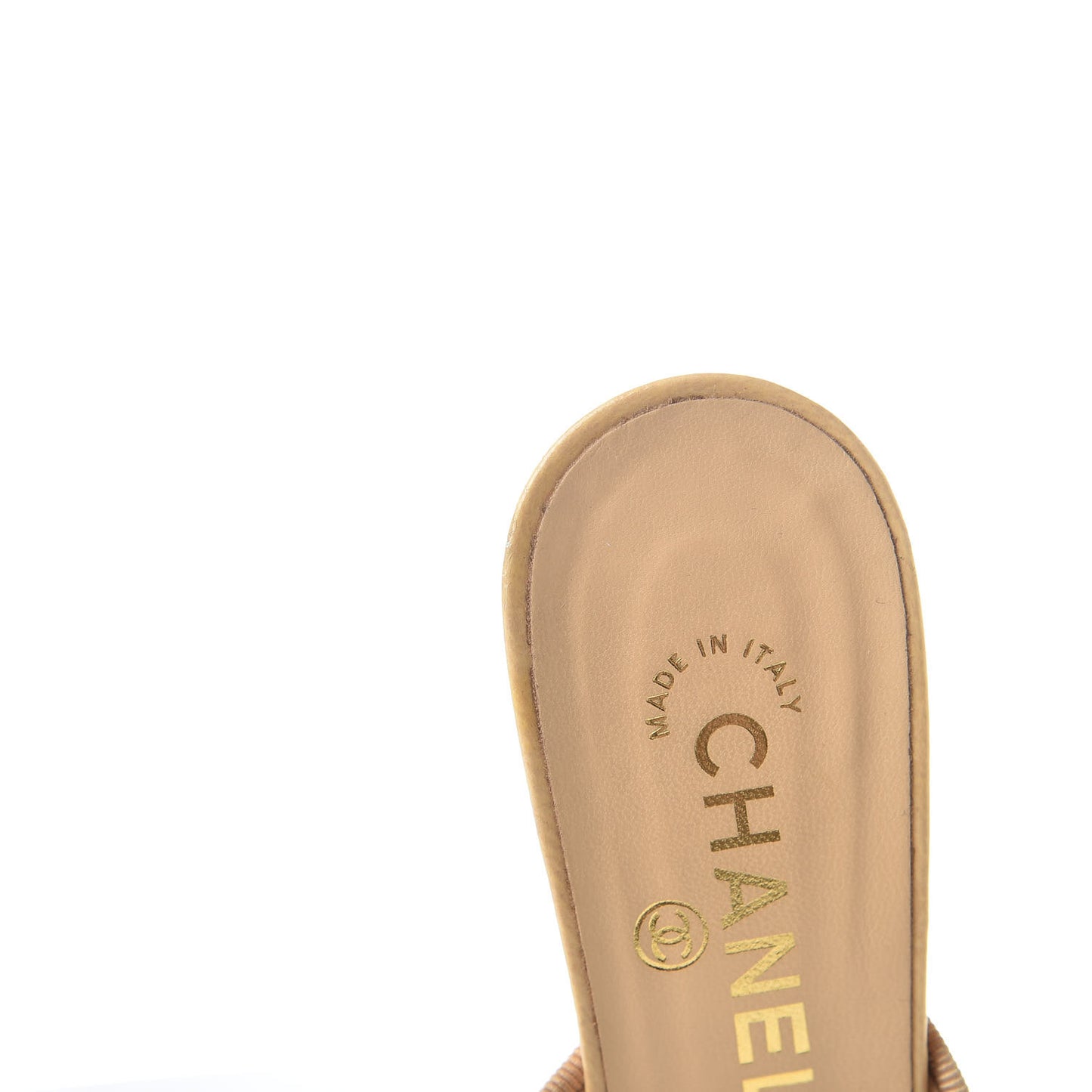 Lambskin Cap Toe CC Mules 37.5 Beige Black
