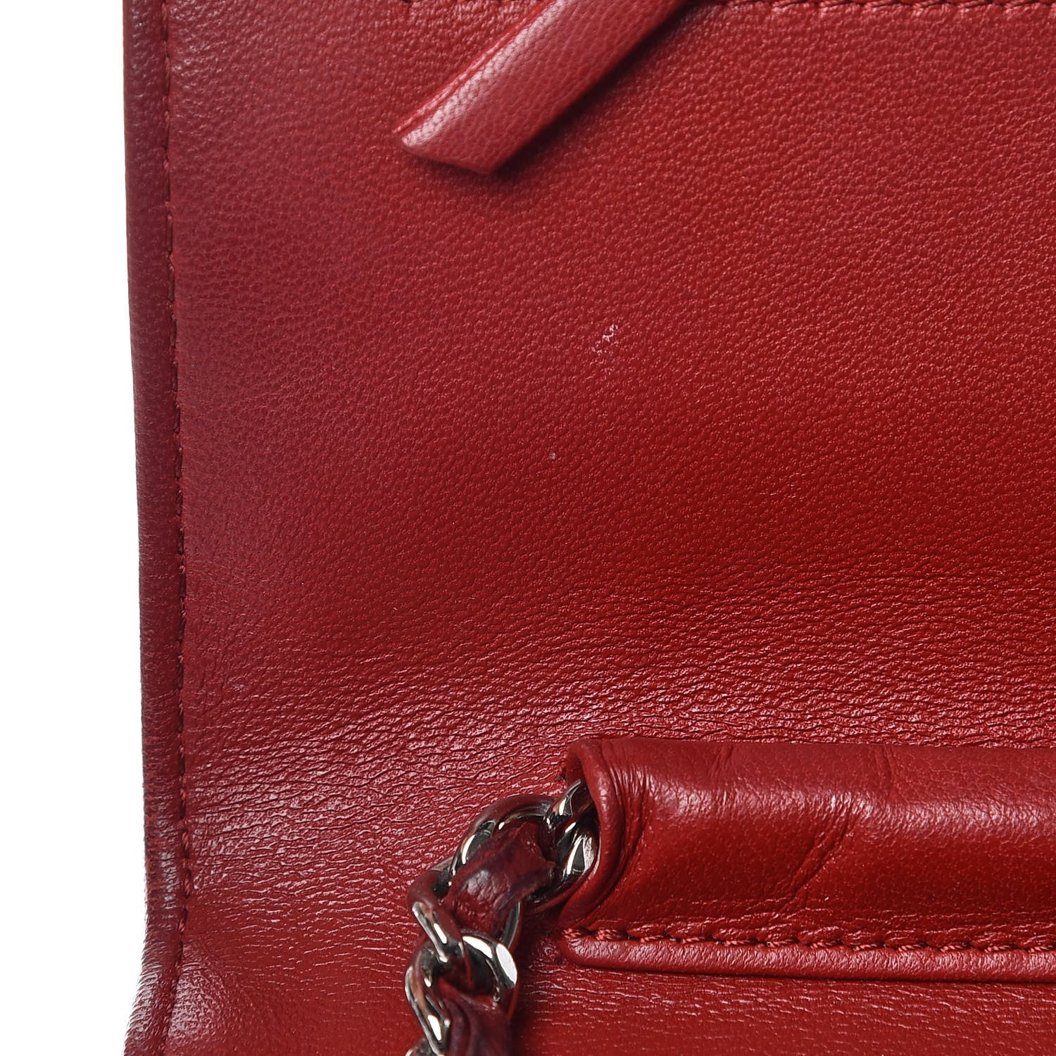 Chanel Lambskin Camellia Embossed Wallet On Chain WOC Red 15 of 19