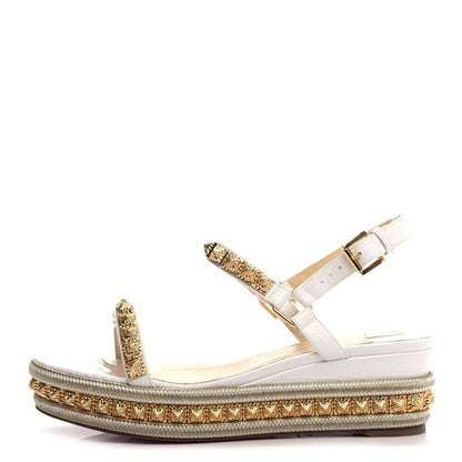 Christian Louboutin Calfskin Zarli Pyraclou 60 Platform Sandals 39 White 1 of 9